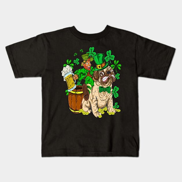 Pug Dog Irishman Beer Retro Saint Patricks Day Kids T-Shirt by ShirtsShirtsndmoreShirts